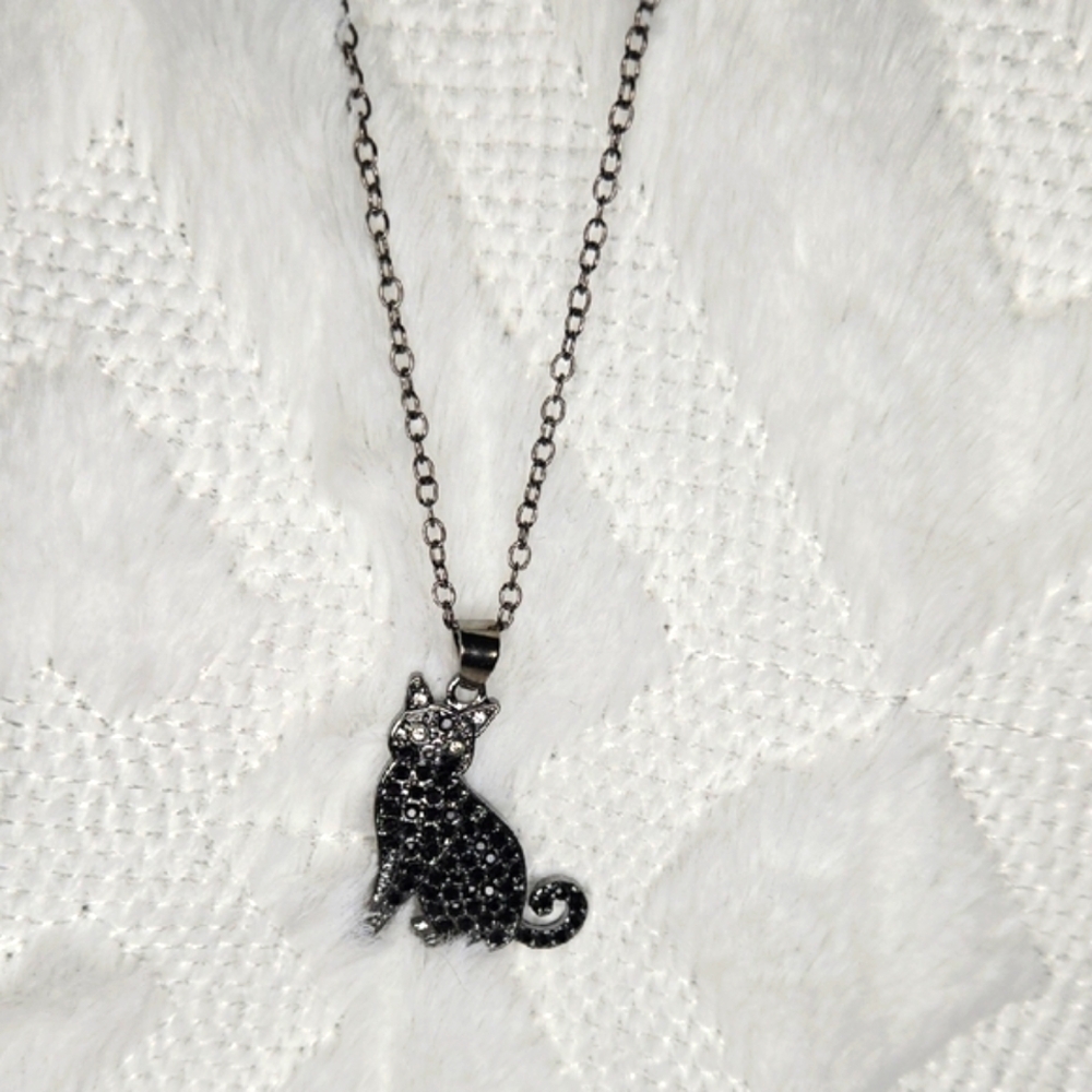 Black Cat Gothic Witchy Necklace - Picture 2 of 2